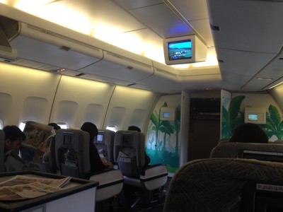 長榮航空班機(jī)里的熱帶涂鴉率先給旅客上了一堂小清新課。